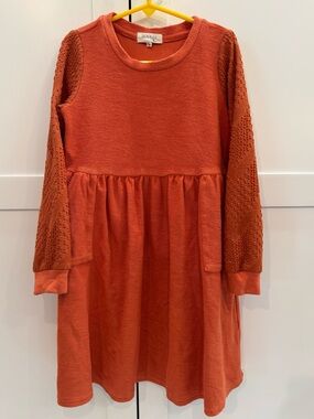 ROOLEE baby rust orange dress FALL size 7-8 long sleeves pockets